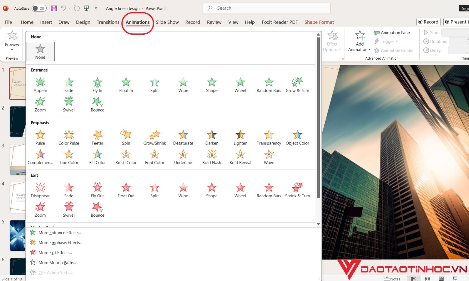 Animation trong Powerpoint