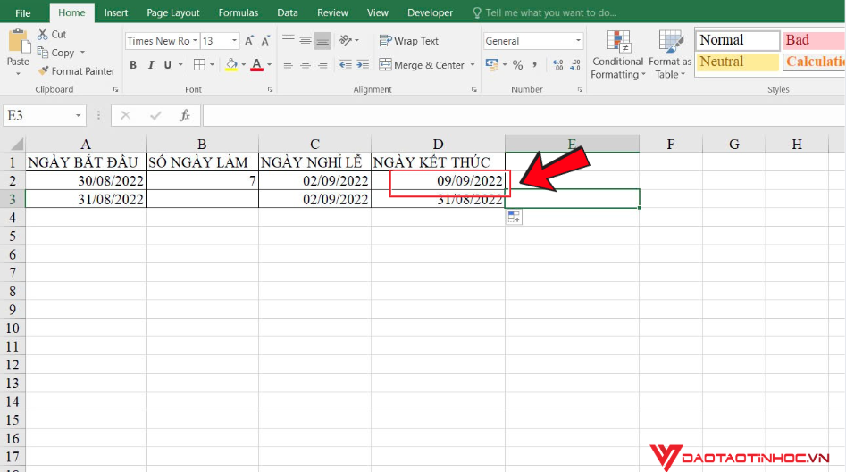 Nhấn Enter để hiển thị kết quả