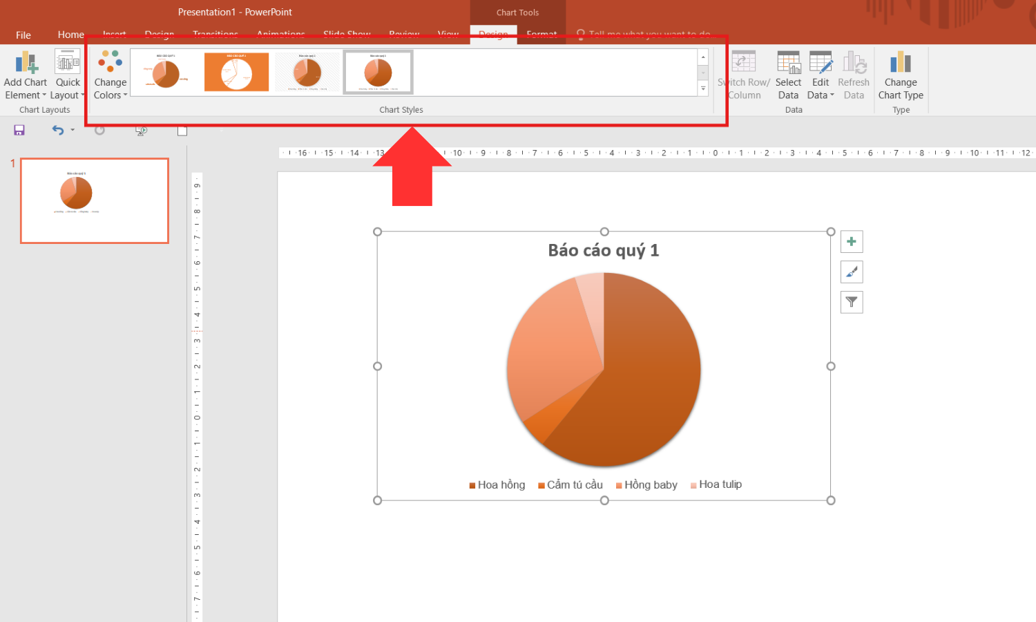 Bước 3 - Tùy chỉnh biểu đồ (Chart Styles)