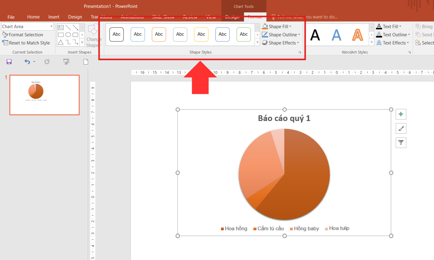 Bước 3 - Tùy chỉnh biểu đồ (Format)
