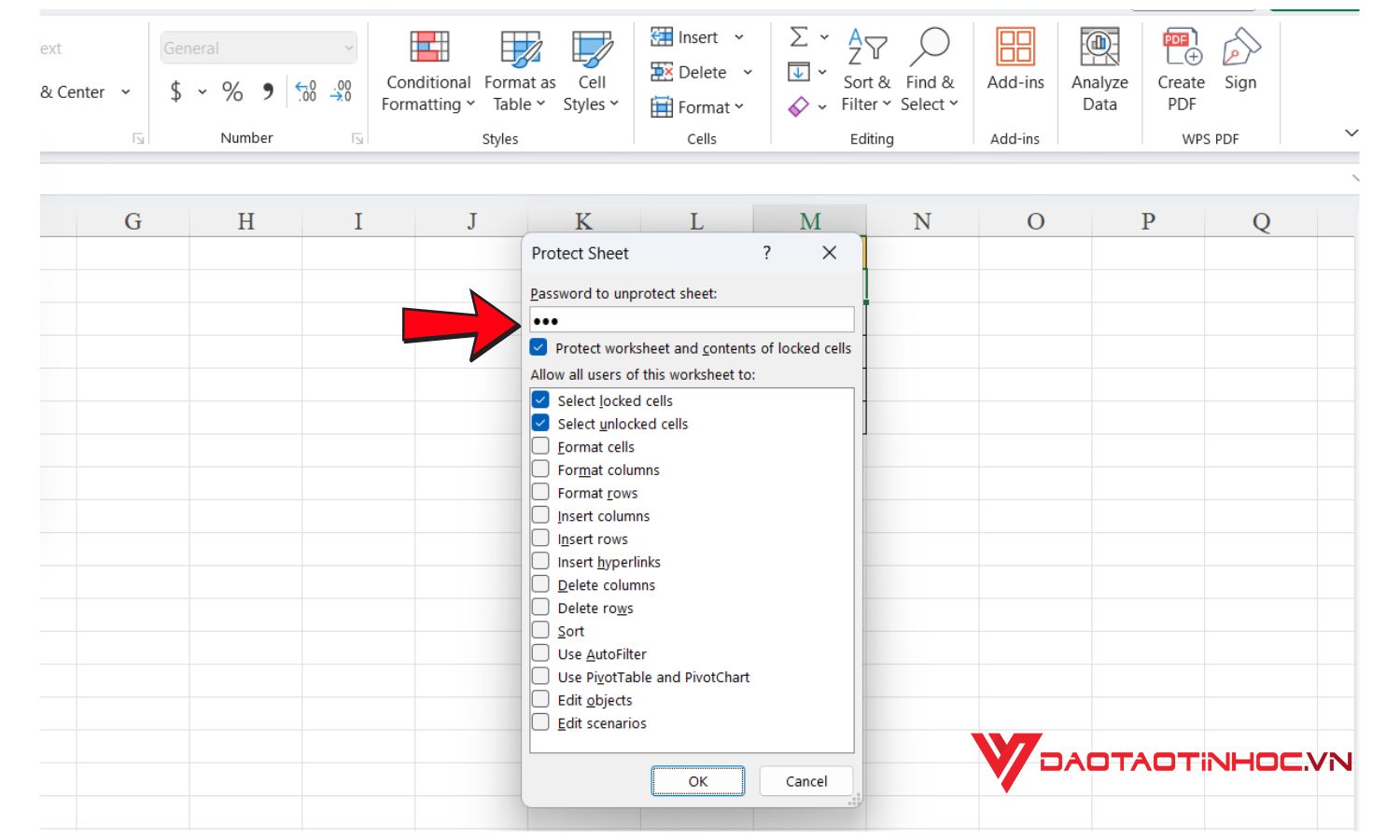 Cách ẩn công thức trong Excel bước 5