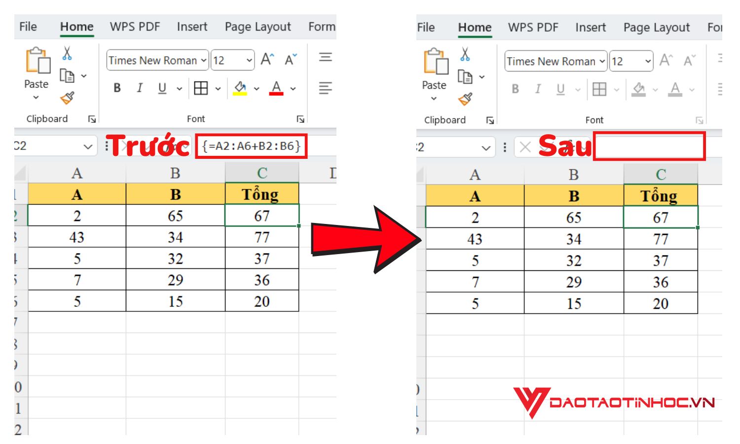 Cách ẩn công thức trong Excel kết quả