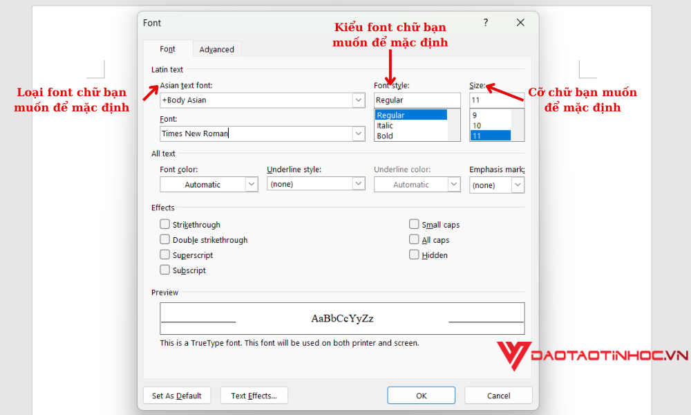 Cách chỉnh font chữ mặc định trong Word bước 1