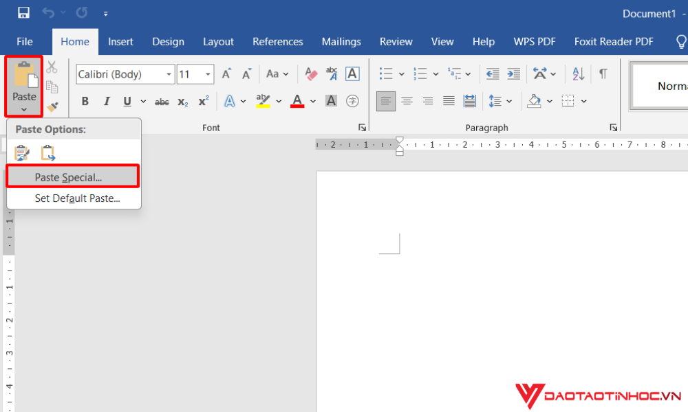 Cách copy từ Excel sang Word giữ nguyên định dạng với Paste Special bước 2
