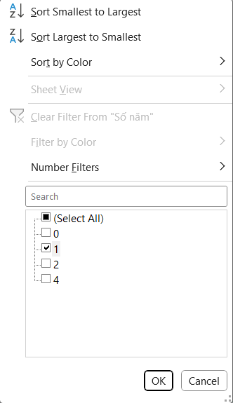 Cách dùng Autofilter trong Excel 2