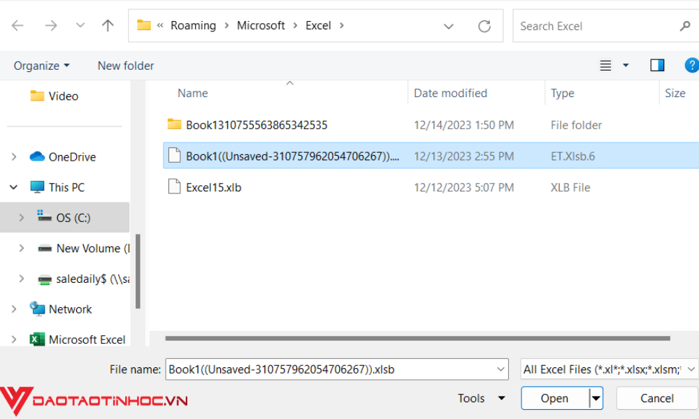 Cách lấy lại file Excel chưa lưu khi máy tính bị tắt đột ngột 2