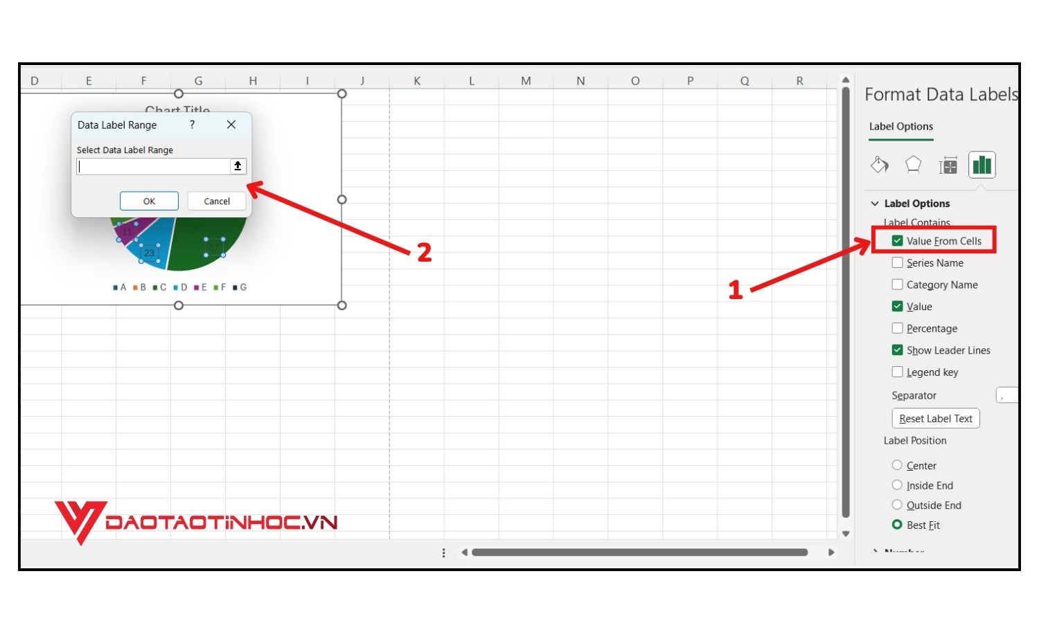 Cách nhận xét biểu đồ bằng Format Data Labels - Bước 4