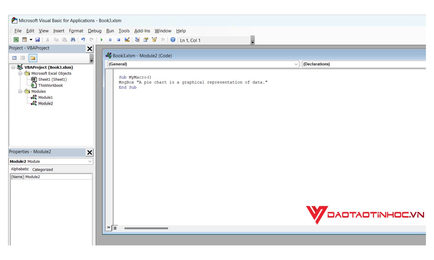 Cách nhận xét biểu đồ bằng mã VBA - Bước 3