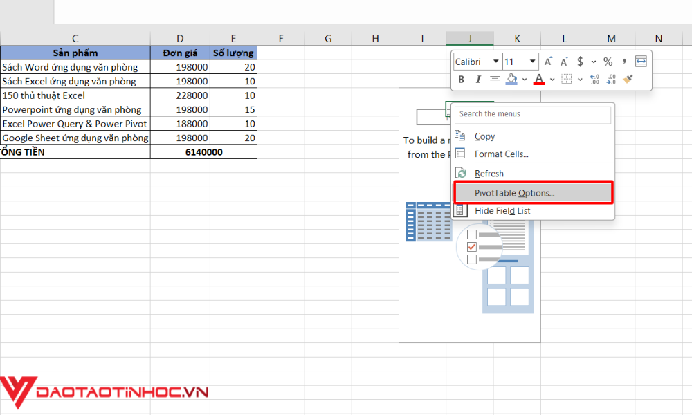 Cách sử dụng Pivot Table Excel bước 3