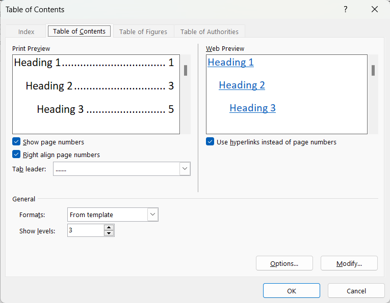Cách tạo mục lục trong Word bước 3