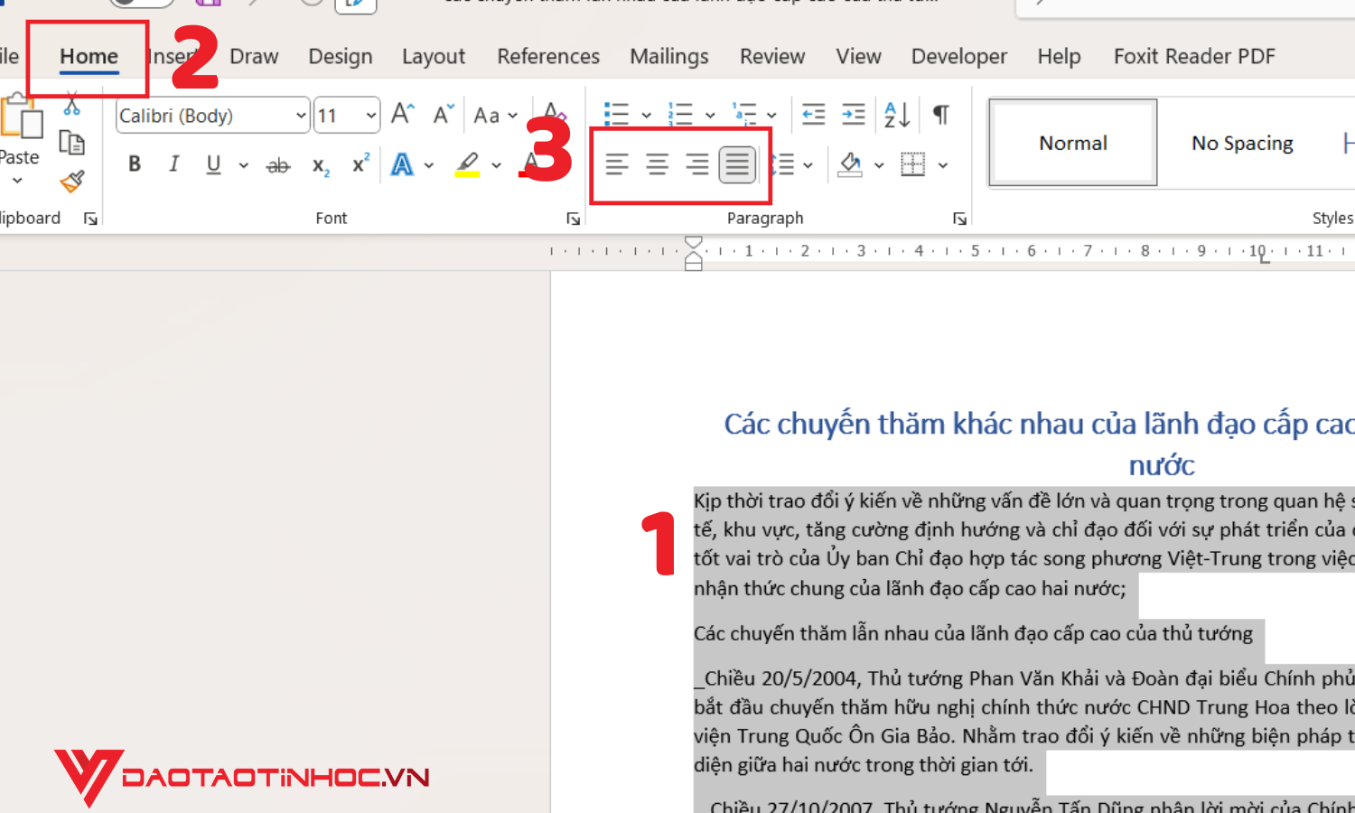 Cách căn chỉnh đoạn văn bản
