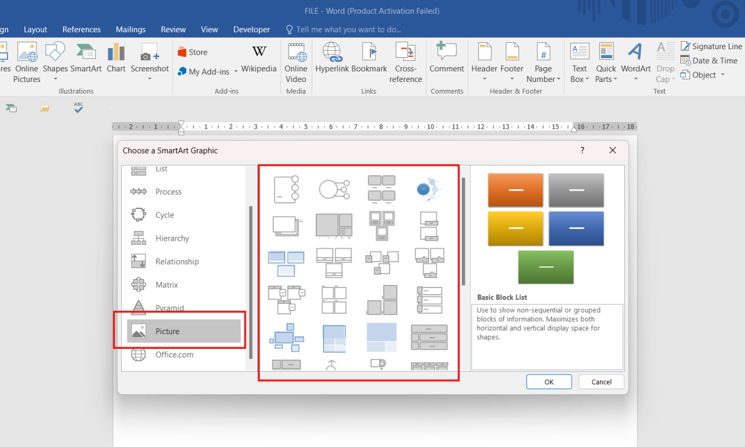 Chèn ảnh vào Word từ SmartArt dạng Picture