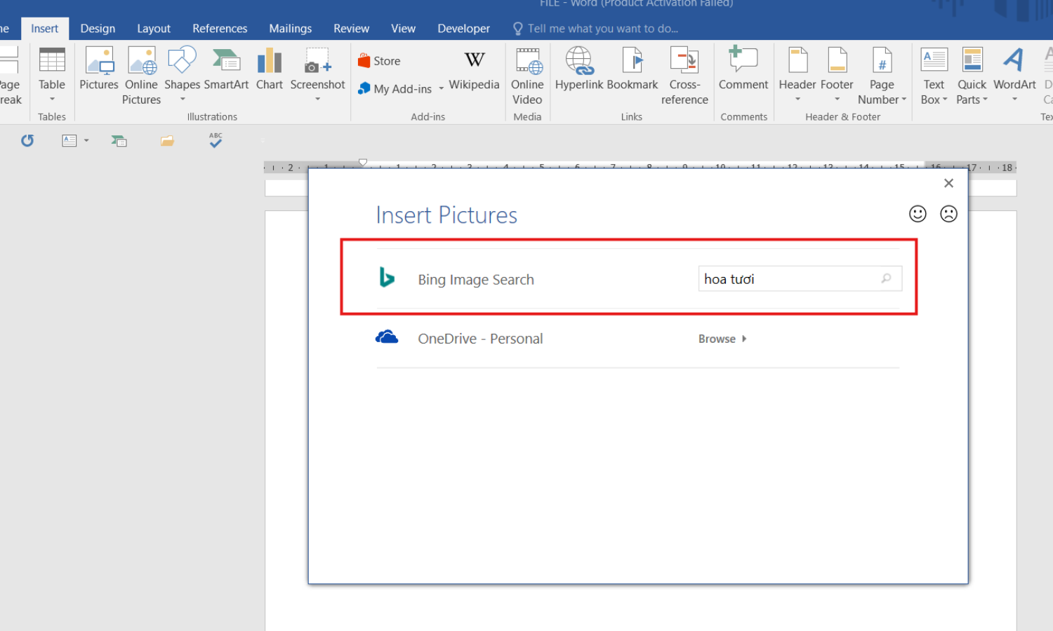 Chèn hình ảnh trong Word từ trực tuyến - Bước 3