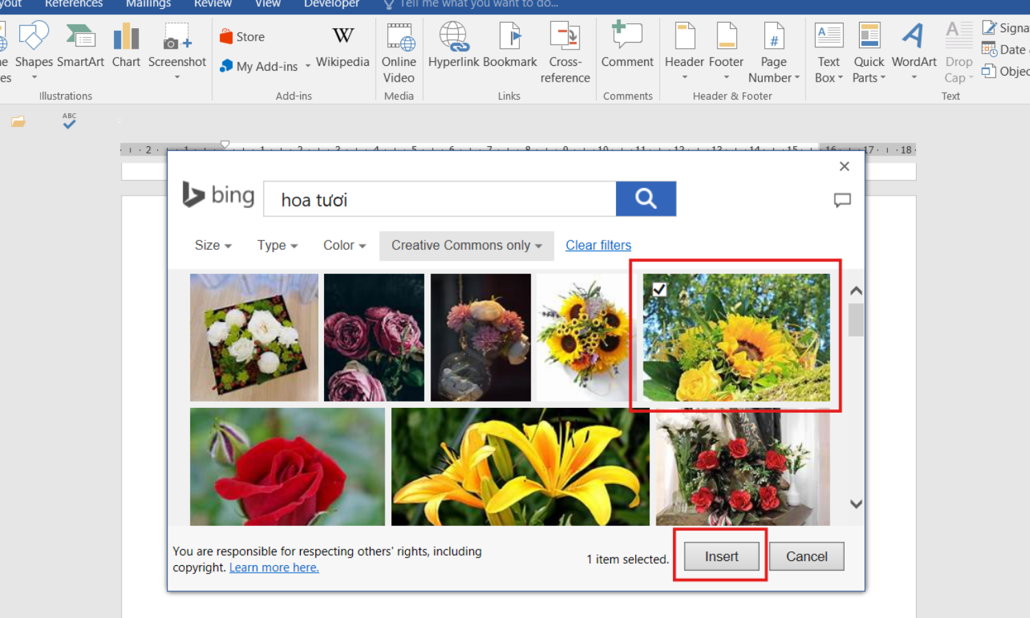 Chèn hình ảnh trong Word từ trực tuyến - Bước 4
