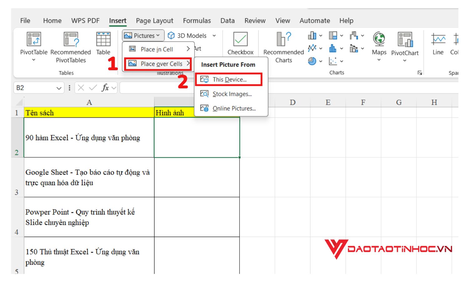 Chỉnh kích thước ảnh trong Excel thủ công - Bước 1