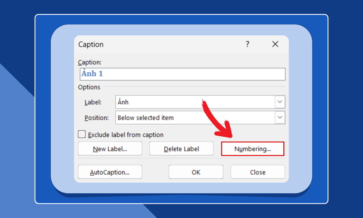 Chọn kiểu đánh số