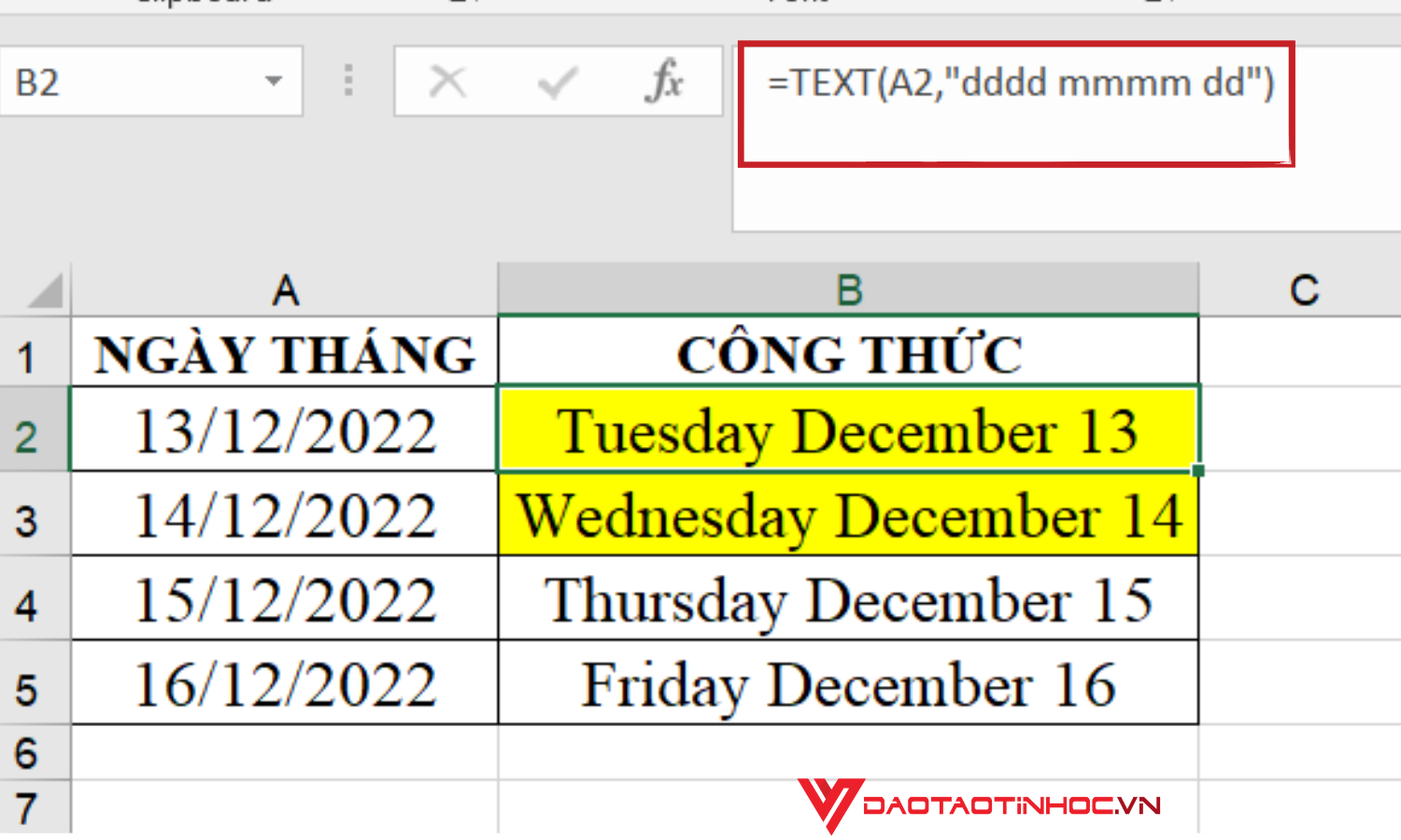 Chuyển đổi ngày tháng sang dạng chữ