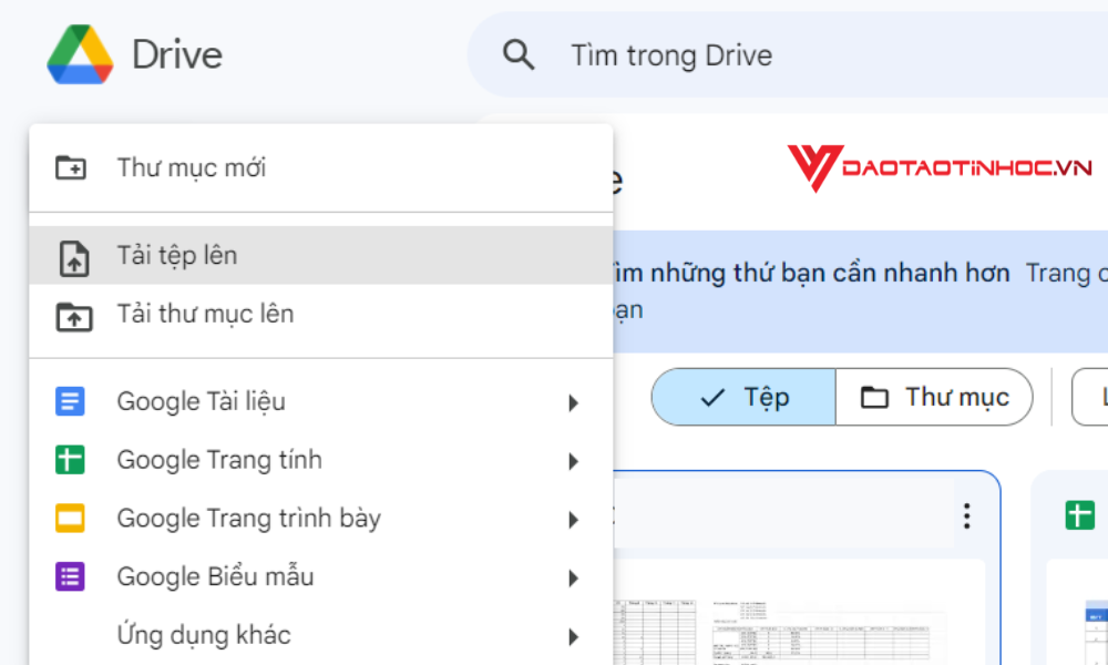 Chuyển file Excel lên Google Sheet bằng Google Drive 1