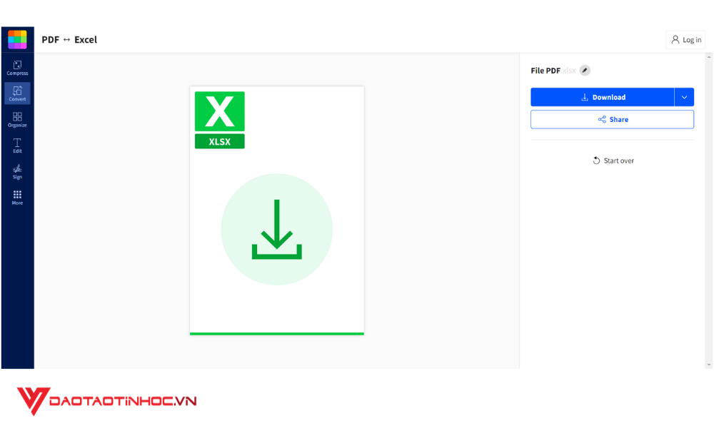 Chuyển file PDF sang Excel bằng Small PDF 3