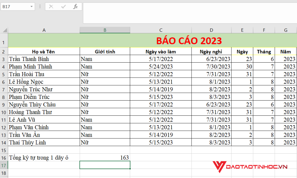 Đếm ký tự nhiều ô trong Excel - 2