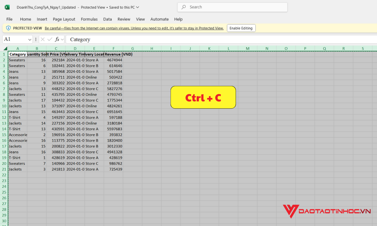 Cách gộp thủ công - Bước 2
