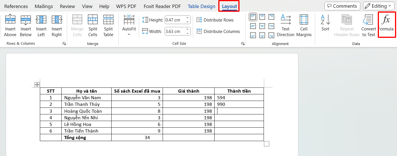 Hàm nhân trong Word