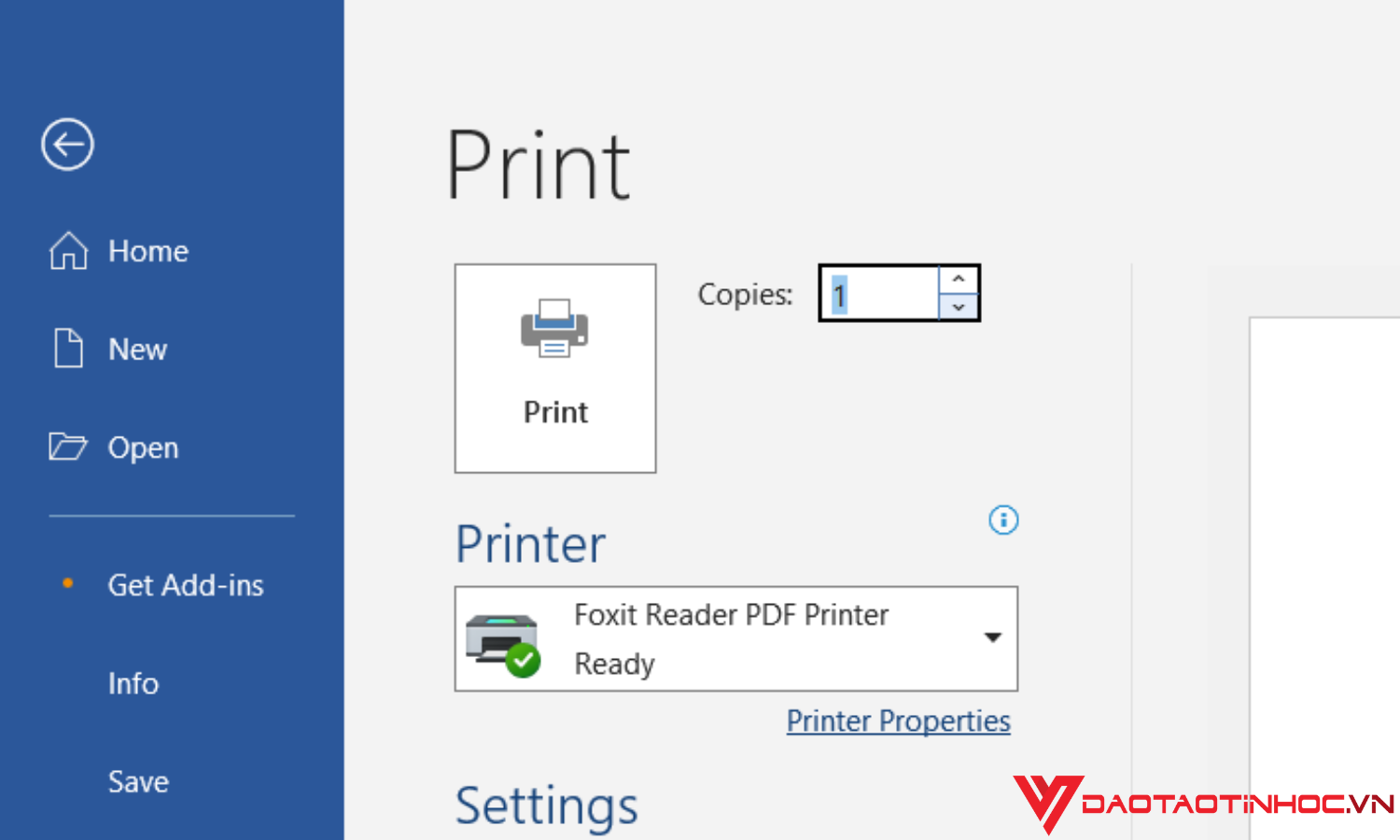 Hướng dẫn in văn bản word - số lượng bản in