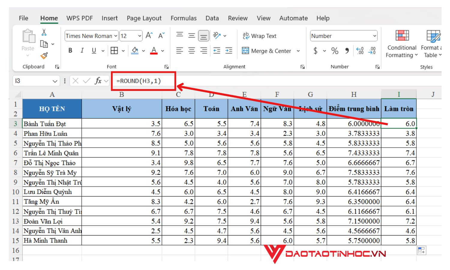 Kết quả về cách sử dụng hàm Round