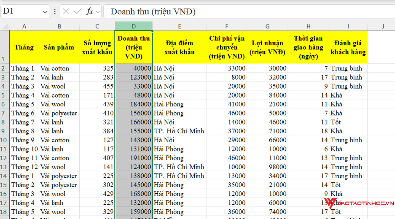 Khóa hiển thị nhiều cột - Bước 1