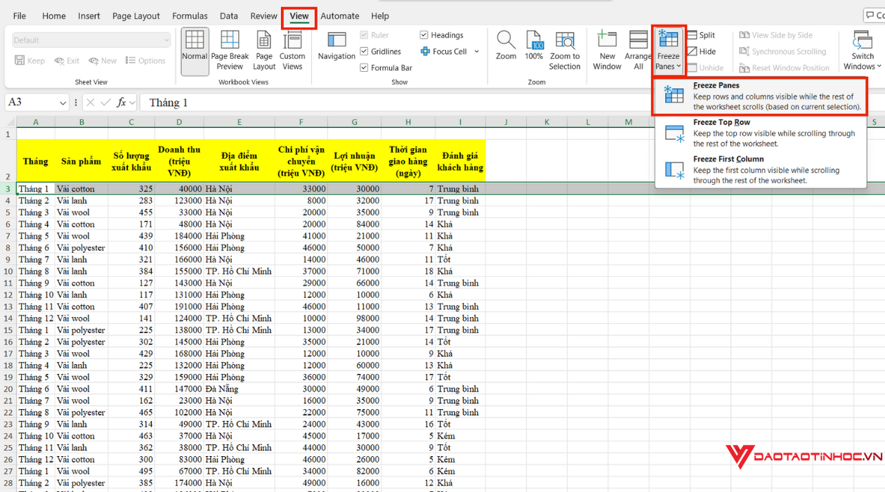 Các bước khóa hiển thị nhiều dòng