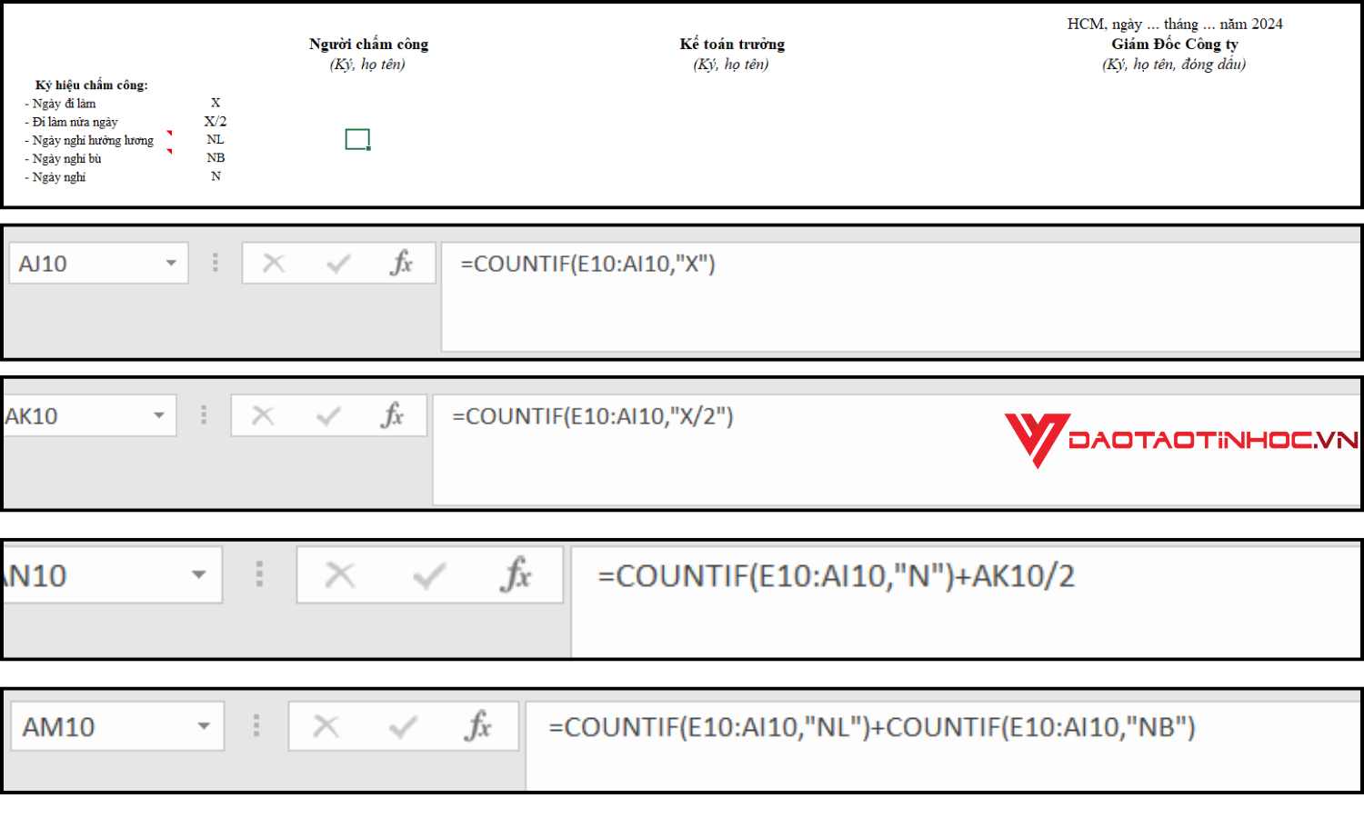 Ký hiệu bảng chấm công