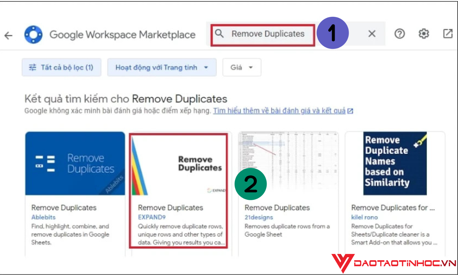 Lọc giá trị trùng nhau bằng công cụ tiện ích bước 2