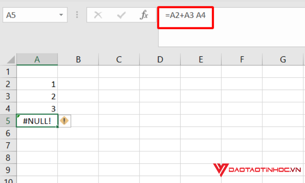 Lỗi #NULL trong Excel