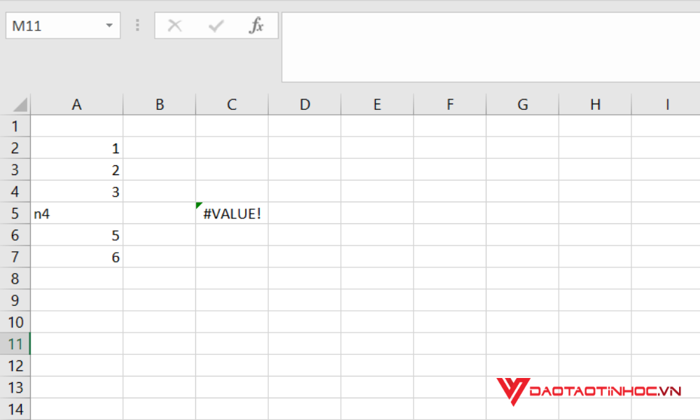 Lỗi #VALUE! trong Excel 1