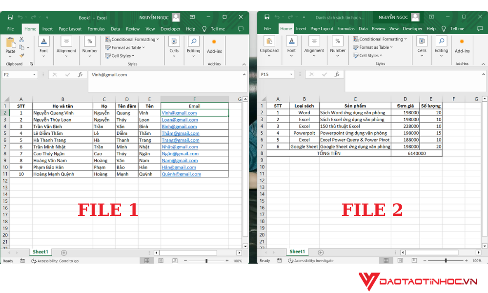 Mở 2 file trên cửa sổ khác nhau bước 2