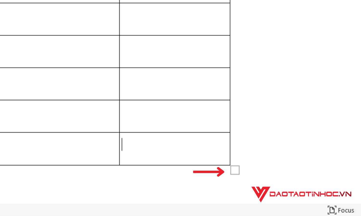 Nhấp chuột phải vào bảng