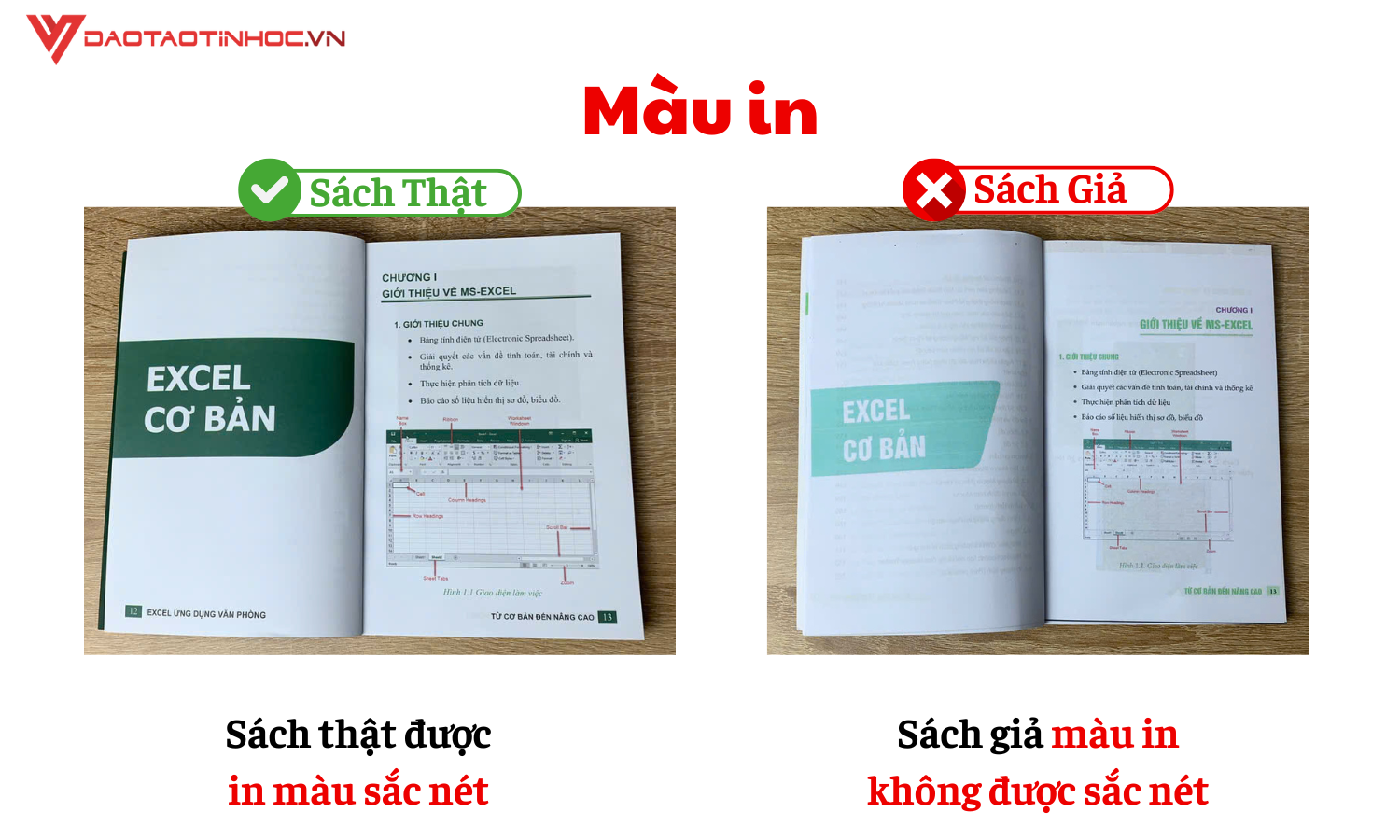 Phân biệt sách thật - giả thông qua trang MÀU IN