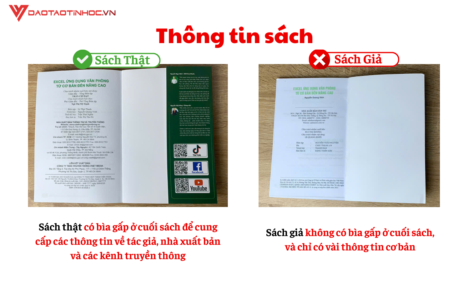 Phân biệt sách thật - giả thông qua thông tin in cuối sách