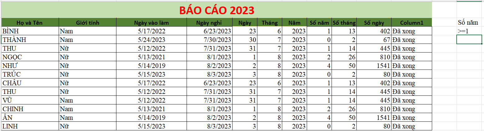 Rút trích dữ liệu trong Excel có điều kiện bước 1