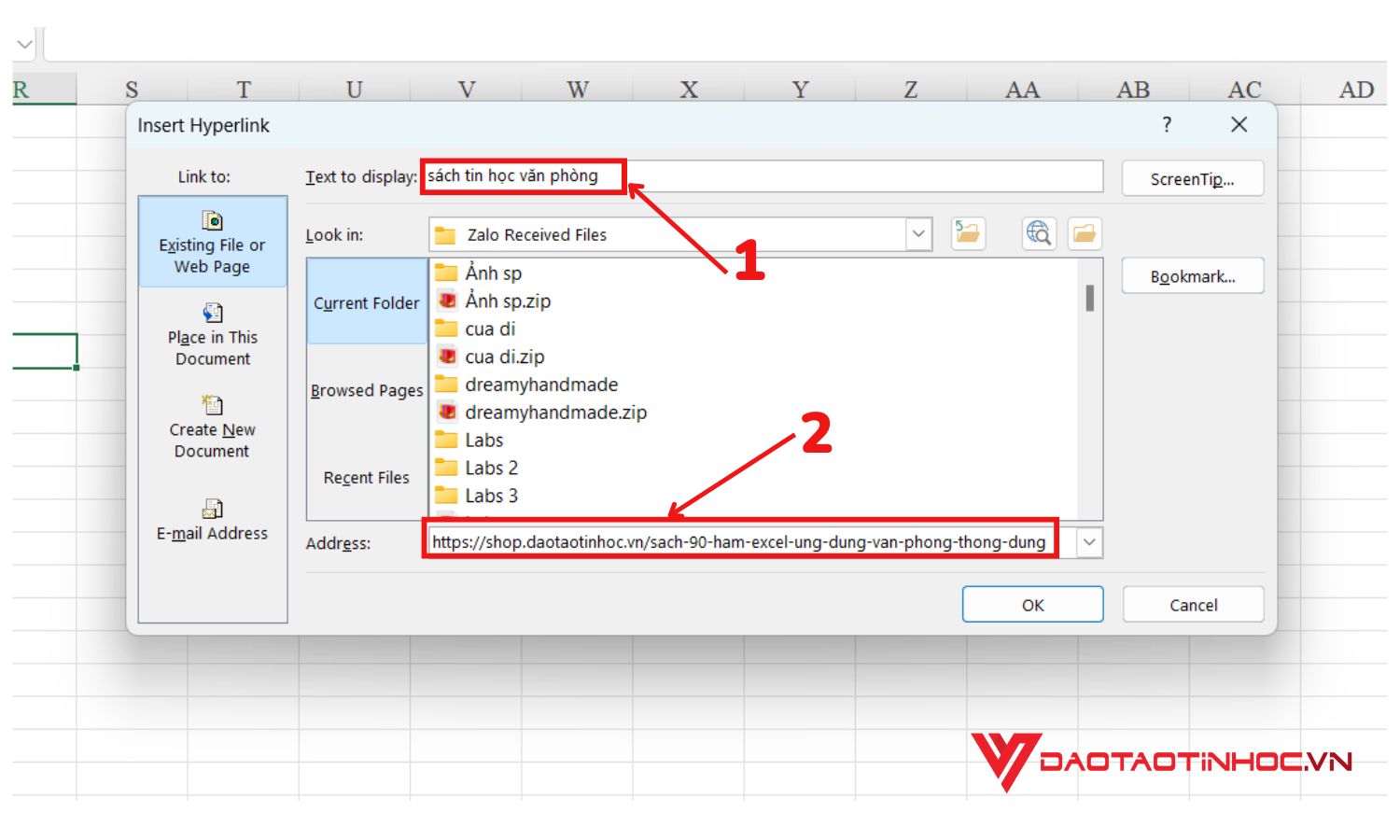 Sử dụng hàm Hyperlink trong Excel đến website