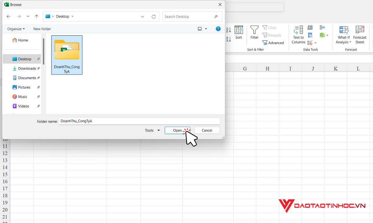 Sử dụng VBA để gộp file Excel - Bước 3