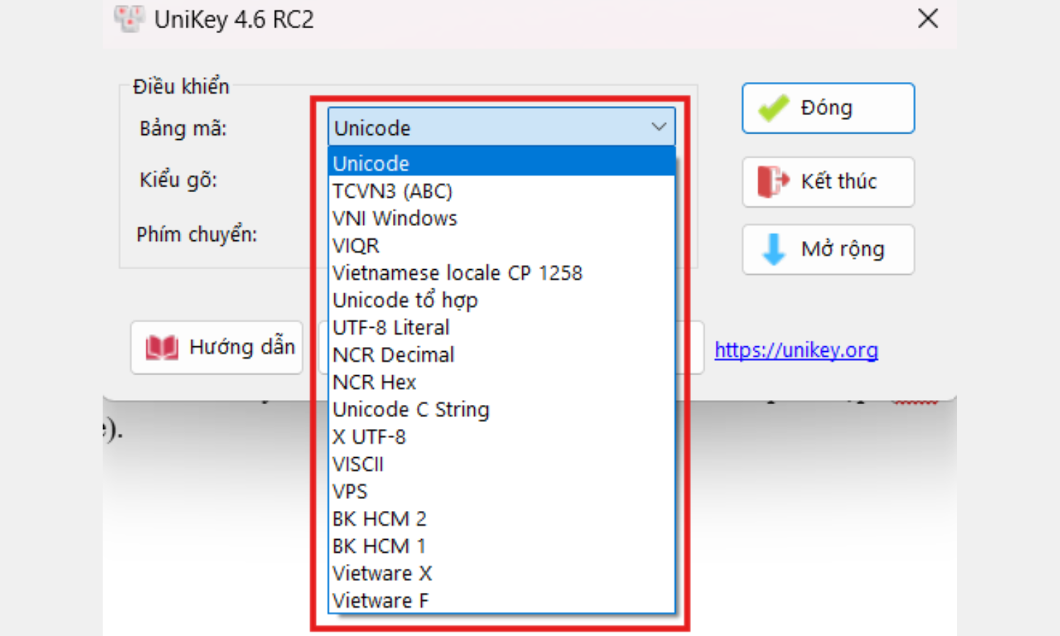 Sử dụng Unikey sửa lỗi font chữ - Bước 3