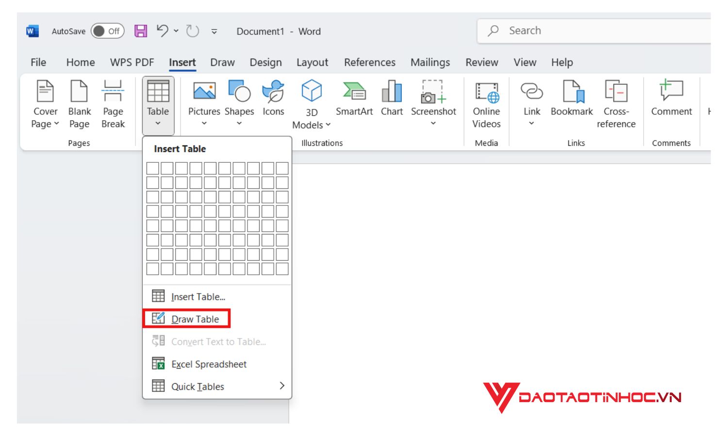 Tạo bảng bằng cách tự vẽ tay