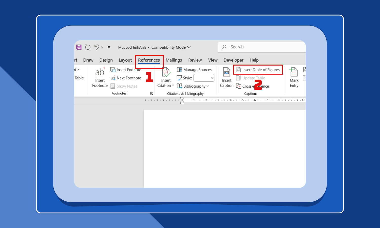 Tạo danh mục hình ảnh vào tài liệu