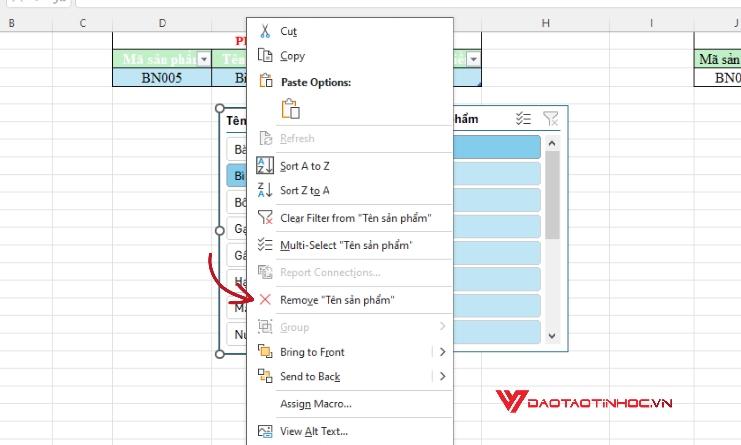 Thay đổi kiểu trong Excel