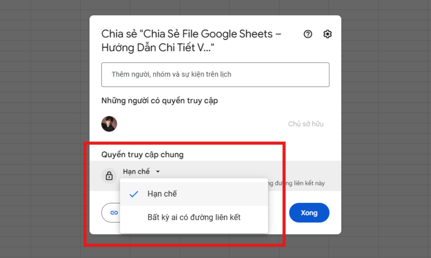 Thiết Lập Chế Độ Truy Cập Cho Link
