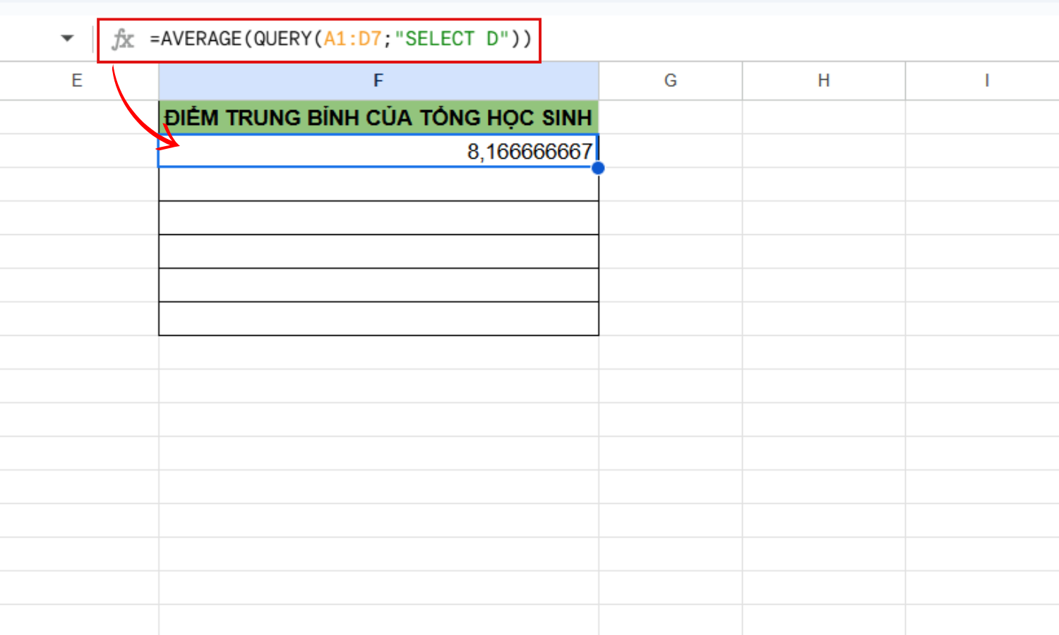 Tính điểm trung bình của tổng học sinh
