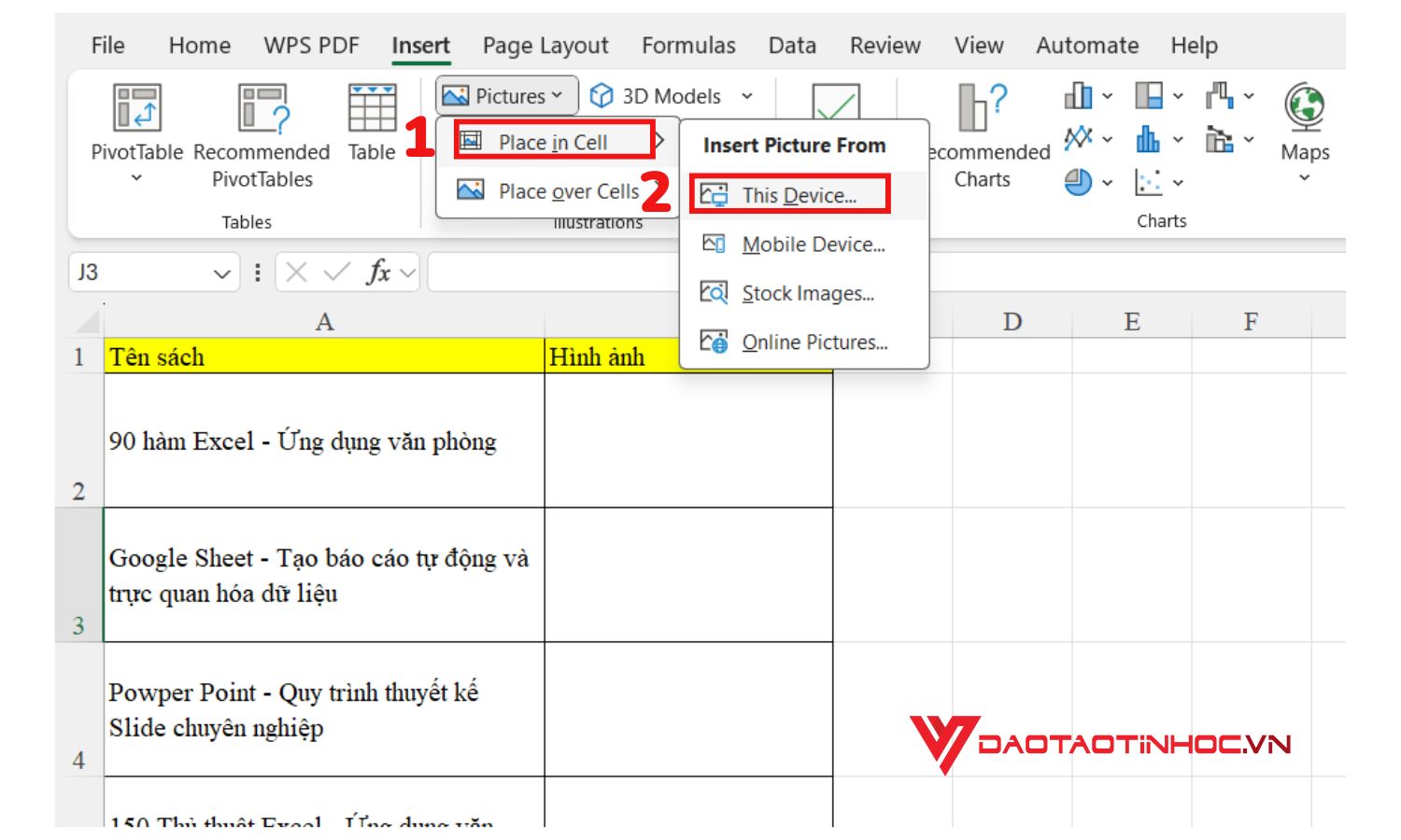 Tự động chỉnh kích thước ảnh trong Excel - Bước 1