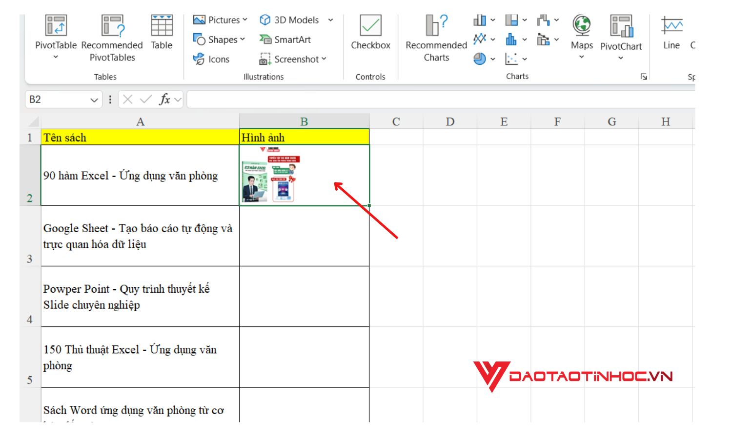 Tự động chỉnh kích thước ảnh trong Excel - Kết quả