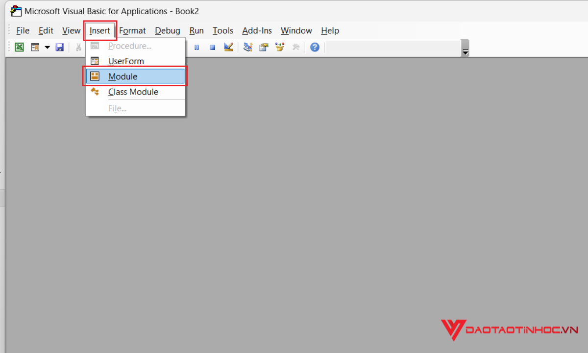 Sử dụng VBA để gộp file Excel - Bước 2